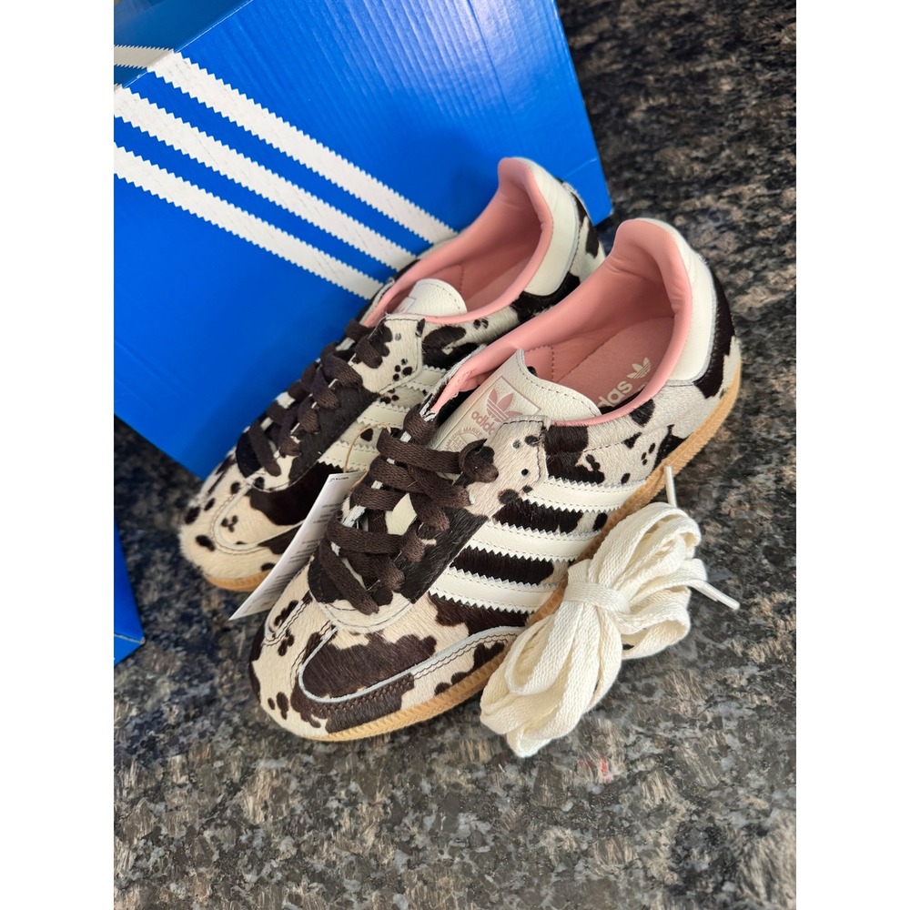 Adidas Samba OG W Cow Print Pony Hair Sneakers JR1256 Brown White Gum 7 Womens - Picture 3 of 6